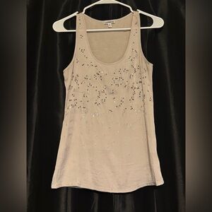 Express Beige Tank Top with Crystal Accents